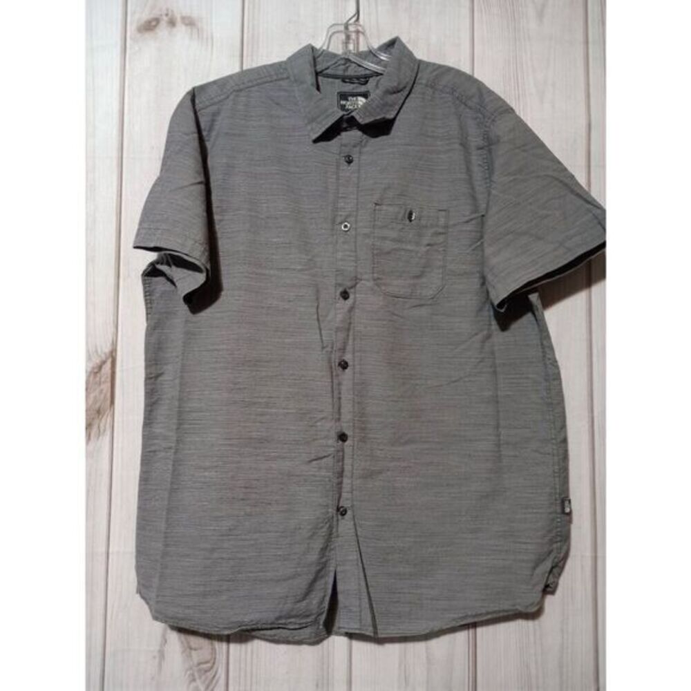 North Face Shirt Men's Extra Large Gray Button Front Short Sleeve